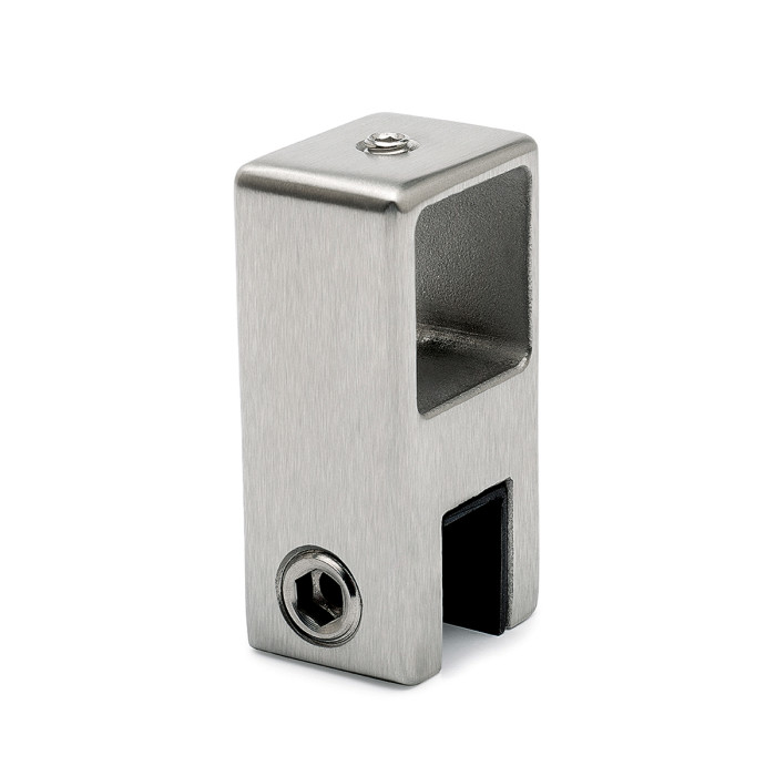 Glashouder open voor vierkante buis 20 x 20 mm Marjetta RVS-304 mat geslepen main product photo