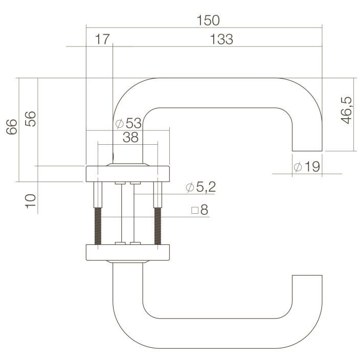 Intersteel Deurkruk Rond geveerd op rozet ˜53x10 mm met ring rvs geborsteld main product photo