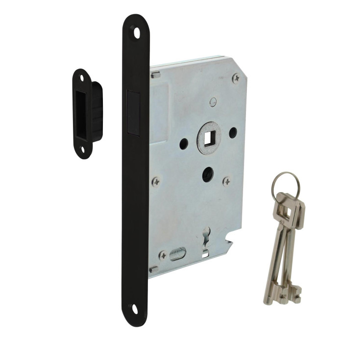Intersteel Woningbouw magneet klavier dag- en nachtslot 55mm, voorplaat afgerond zwart main product photo