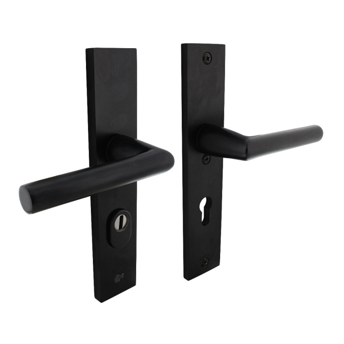 Intersteel Veiligheidsbeslag met kerntrekbeveiliging SKG*** profielcilinder 72 mm rechthoekig achterdeurbeslag zwart main product photo