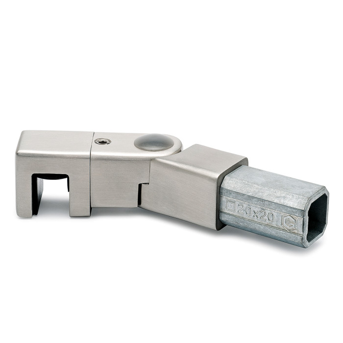 Glashouder voor vierkante buis 20 x 20 mm, verstelbaar Heidelind RVS-304 mat geslepen main product photo