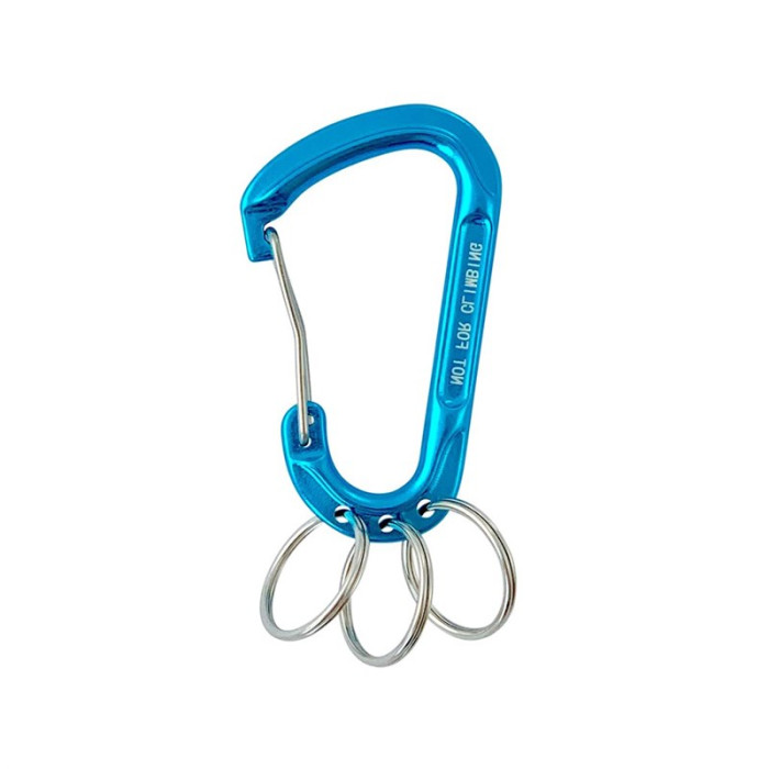 Karabijnhaak asymmetrisch met sleutelringen 76 x 45 mm aluminium blauw main product photo