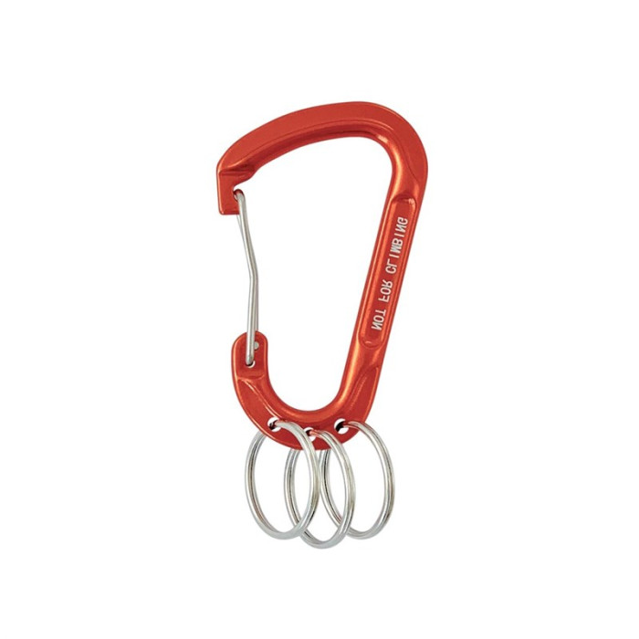 Karabijnhaak asymmetrisch met sleutelringen 76 x 45 mm aluminium oranje main product photo