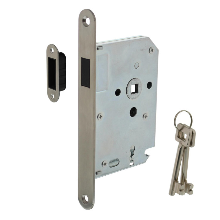 Intersteel Woningbouw magneet klavier dag- en nachtslot 55mm, voorplaat afgerond rvs main product photo