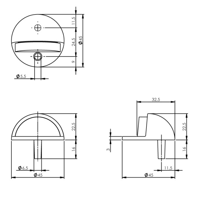 Intersteel Deurstop rond model mat zwart main product photo