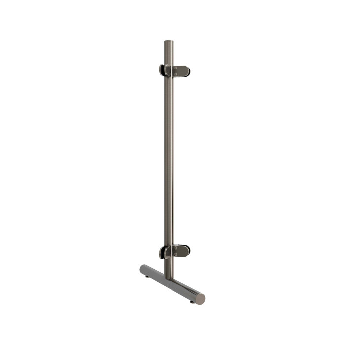 Mobiele balieschermpaal Keyana 90° hoekstaander zamak RVS look main product photo