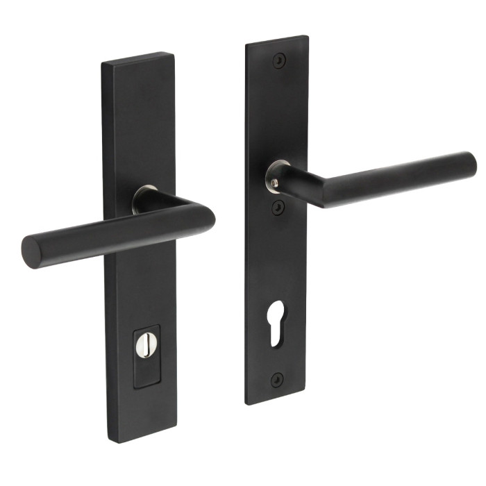 Intersteel Veiligheidsbeslag rechthoekig met kerntrekbeveiliging profielcilindergat mat zwart 92 mm achterdeurbeslag RVS-304 main product photo