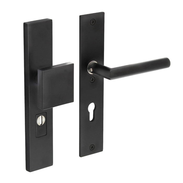 Intersteel Veiligheidsbeslag kerntrekbeveiliging profielcilindergat rechthoekig mat zwart 72 mm voordeurbeslag RVS-304 main product photo