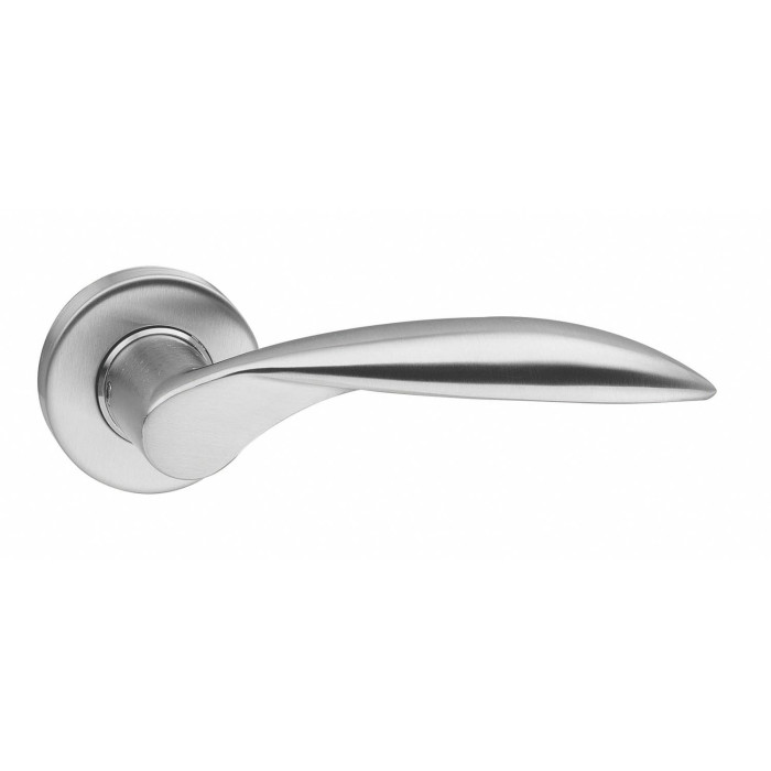 Intersteel Deurkruk Massief afgerond geveerd op rozet ˜53x10 met ring rvs geborsteld main product photo