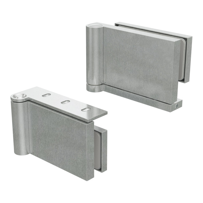 Glasdeurscharnier set Gilda DIN links aluminium RVS look main product photo