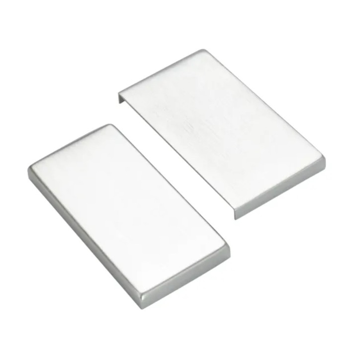Rechthoekige afdekkappen voor glazen deurscharnier Cassie aluminium mat geanodiseerd main product photo