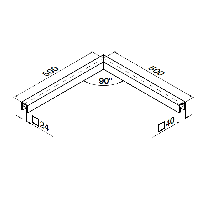 Hoekverbinder U-profielbuis 40 x 40 x 1,5 mm aluminium (geanodiseerd) model 6324 main product photo