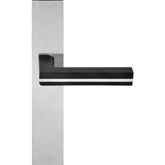 Deurkruk paar Piet Boon TWO PBL22P236SFC massief ongeveerd op schild blind mat RVS/eikenhout zwart main product photo