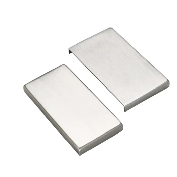 Rechthoekige afdekkappen voor glazen deurscharnier Cassie aluminium RVS look main product photo