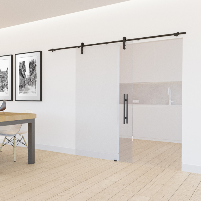 PREMIUM Schuifdeur met uittilbeveiliging Bertie glas/glas zamak zwart main product photo