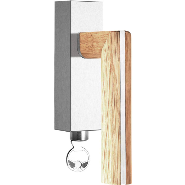 Draaikiepgarnituur Piet Boon TWO PBL22-DKLOCK afsluitbaar linksdraaiend mat RVS/eikenhout main product photo