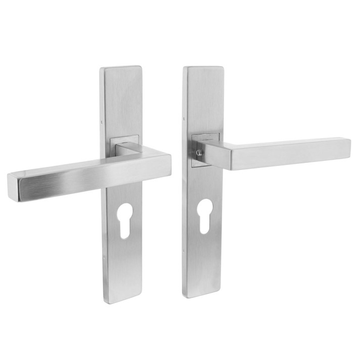 Intersteel Deurkruk Vierkant op rechthoekig schild profielcilindergat 55 mm rvs geborsteld main product photo