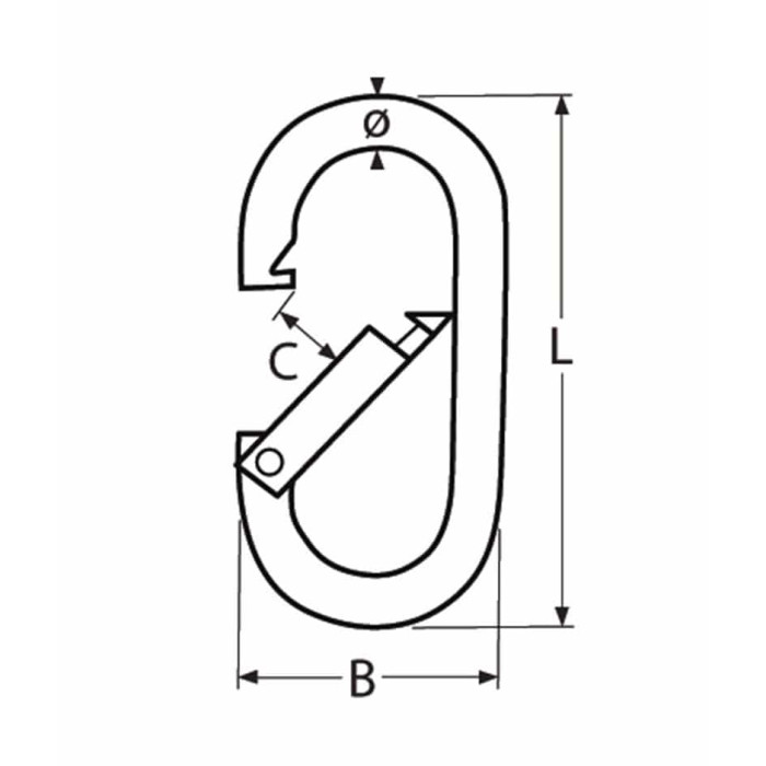 Karabijnhaak ovaal 5 x 50 mm RVS-316 main product photo