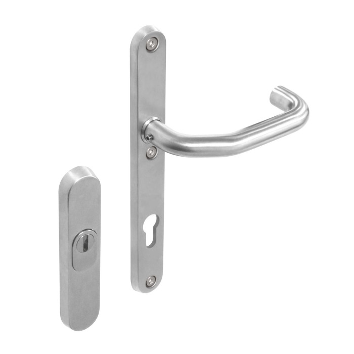 Intersteel Veiligheidsbeslag SKG*** rozet met kerntrekbeveiliging, schild profielcilindergat 92 mm smal ovaal binnen rvs geborsteld main product photo