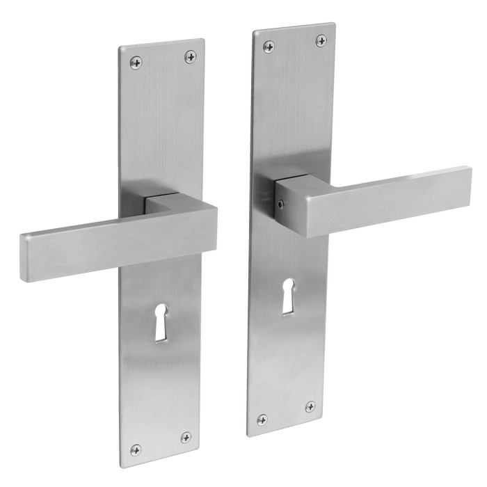 Intersteel Deurkruk Amsterdam met schild 250x55x2mm sleutelgat 56mm rvs geborsteld main product photo