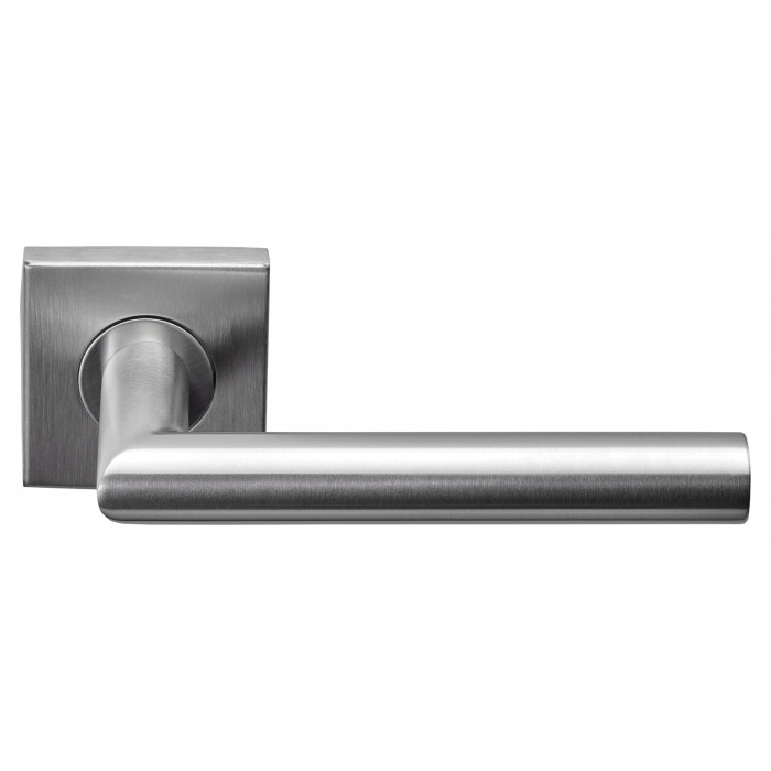 Deurkruk paar BASICS LB2-19BSQR53G deurkruk geveerd op vierkant rozet mat RVS main product photo