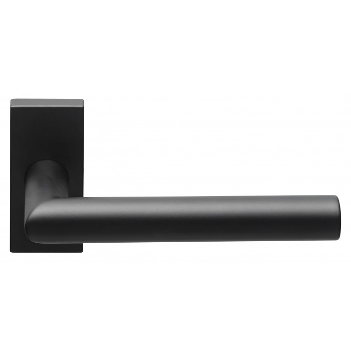 Deurkruk paar BASICS LB2-19-LSQRQ32G deurkruk dubbel geveerd op rechthoekige rozet mat zwart RVS-304 main product photo