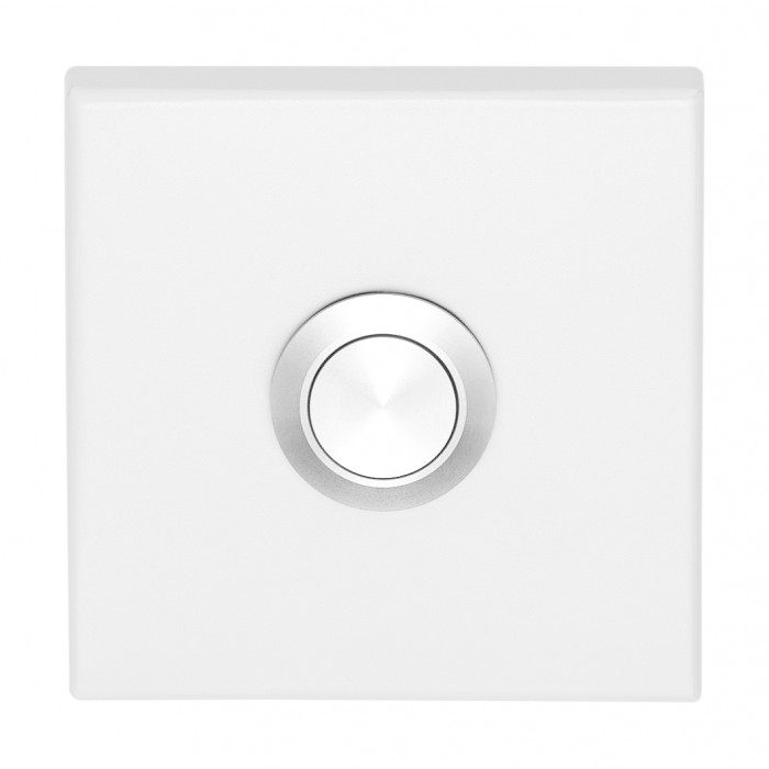 Beldrukker SQUARE LSQ50 massief wit met RVS drukkertje main product photo