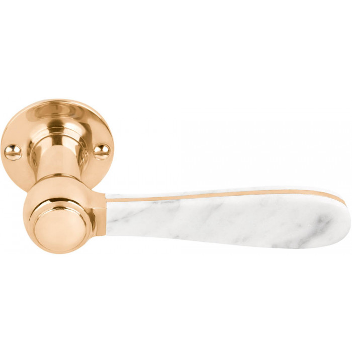 Deurkruk paar Lazaro Rosa-Violan BOSCO LZ100MA-G geveerd op rozet messing ongelakt/carrara marmer main product photo