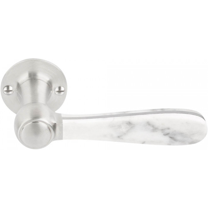 Deurkruk paar Lazaro Rosa-Violan BOSCO LZ100MA-G geveerd op rozet mat RVS/carrara marmer main product photo
