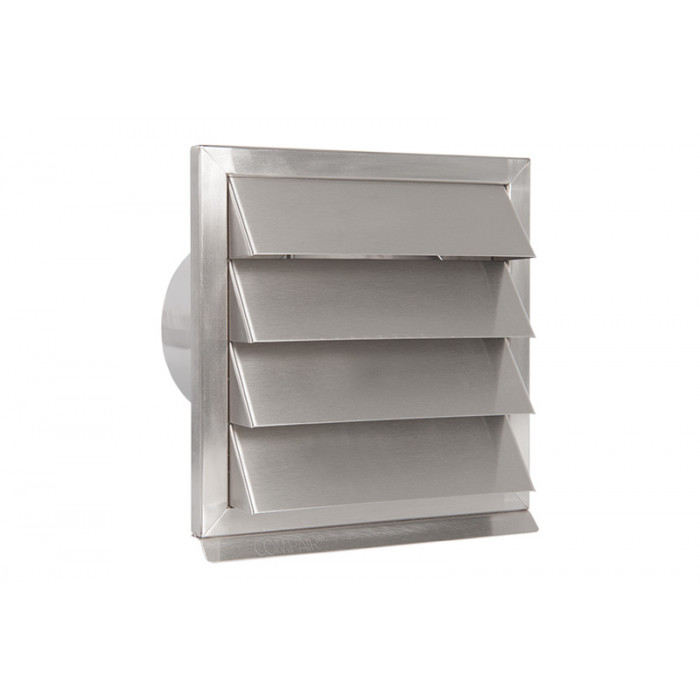 Buitenrooster Eco+ vaste lamellen en terugslagklep Ø125 mm RVS-304 main product photo