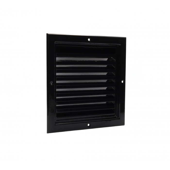 Gevelrooster vaste lamellen 200 x 200 mm zwart aluminium main product photo