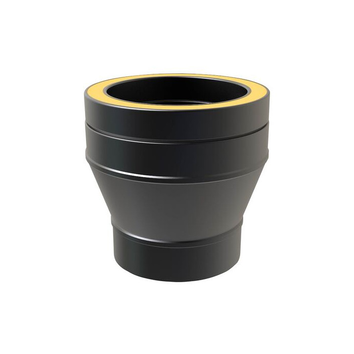 Onderaansluitstuk Ø125 mm voor rookkanaal dubbelwandig RVS-304 zwart gecoat main product photo