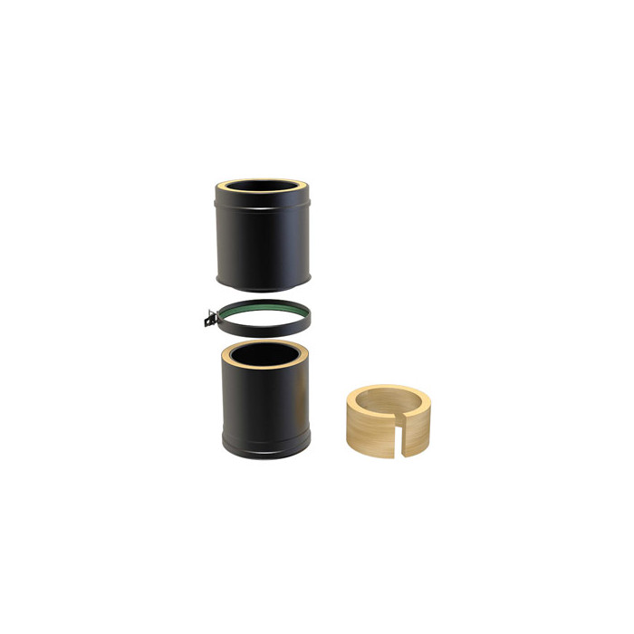 Paspijp Ø125 mm 250 tot 350 mm voor rookkanaal dubbelwandig RVS-304 zwart gecoat main product photo