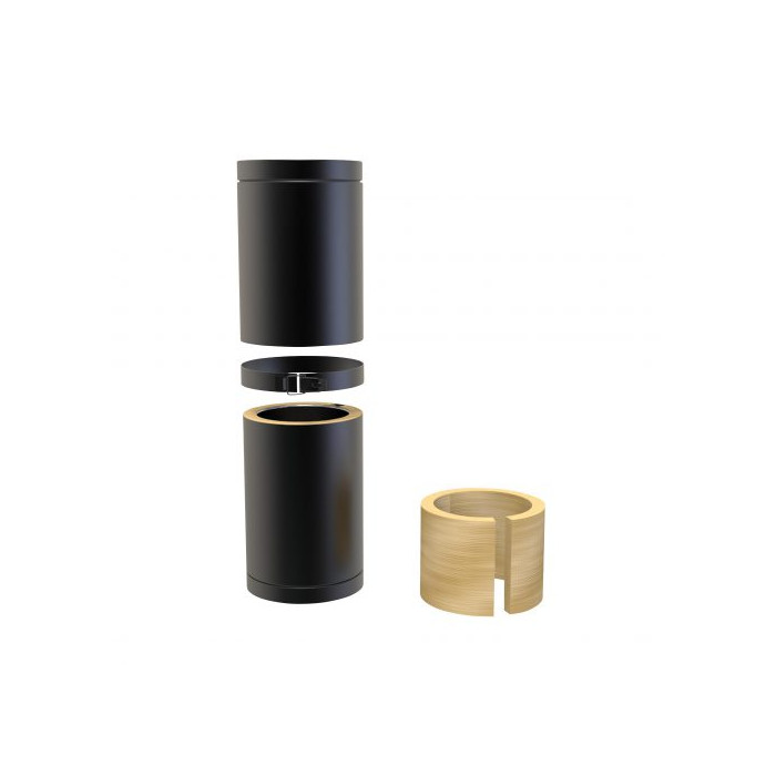 Paspijp Ø125 mm 350 tot 500 mm voor rookkanaal dubbelwandig RVS-304 zwart gecoat main product photo