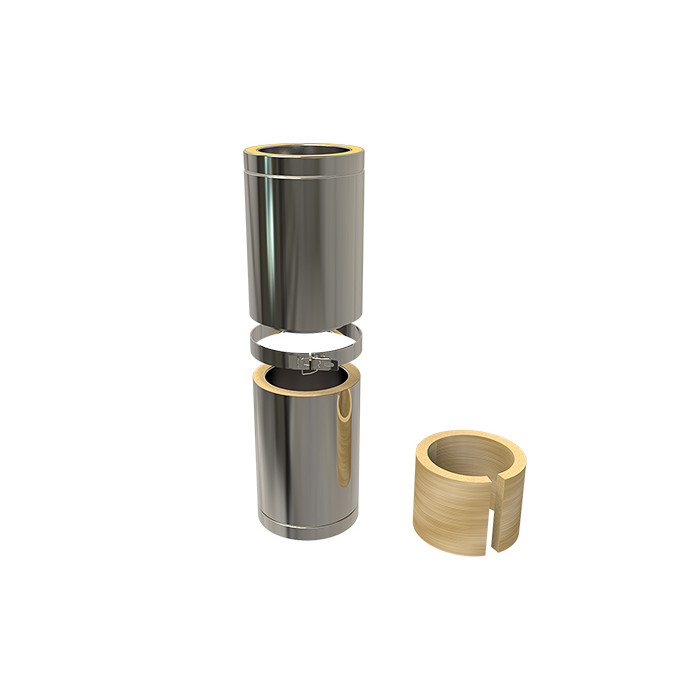 Paspijp Ø125 mm 350 tot 500 mm voor rookkanaal dubbelwandig RVS-304 main product photo