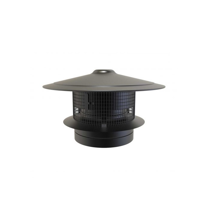 Trekkap Ø125 mm met gaas voor rookkanaal dubbelwandig RVS-304 zwart gecoat main product photo