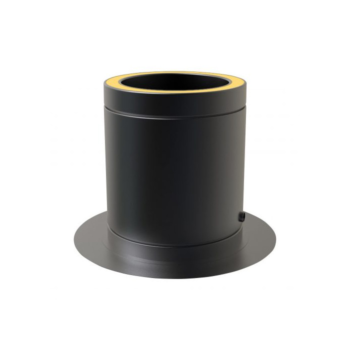 Vloerondersteuning Ø125 mm met drain voor rookkanaal dubbelwandig RVS-304 zwart gecoat main product photo