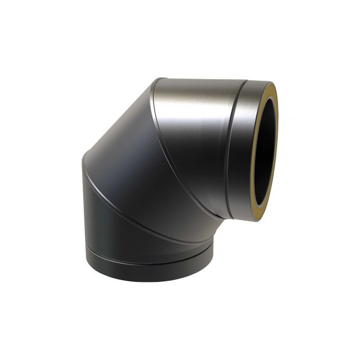 Bocht Ø150 mm 90° voor rookkanaal dubbelwandig RVS-304 zwart gecoat main product photo