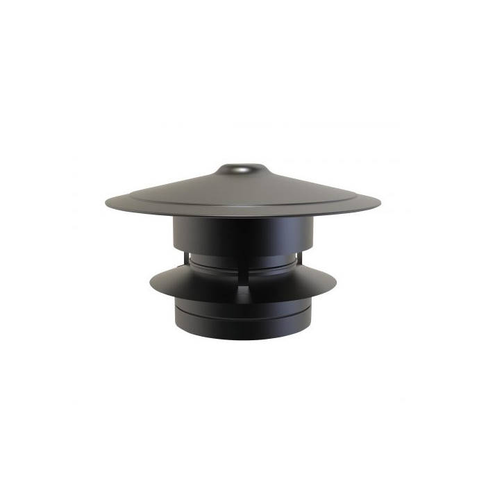 Trekkap Ø150 mm antivalwind voor rookkanaal dubbelwandig RVS-304 zwart gecoat main product photo