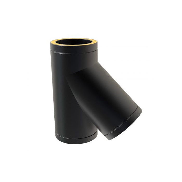 T-stuk Ø150 mm T-stuk 135° voor rookkanaal dubbelwandig RVS-304 zwart gecoat main product photo