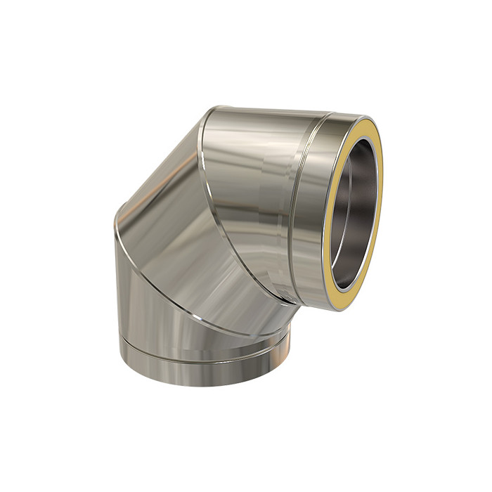Bocht Ø200 mm 90° voor rookkanaal dubbelwandig RVS-304 main product photo