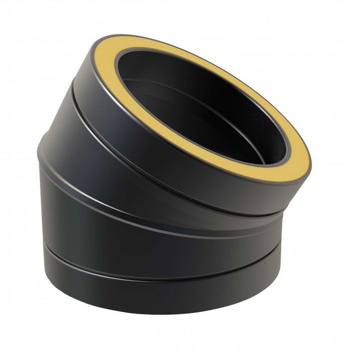 Bocht Ø250 mm 30° voor rookkanaal dubbelwandig RVS-304 zwart gecoat main product photo