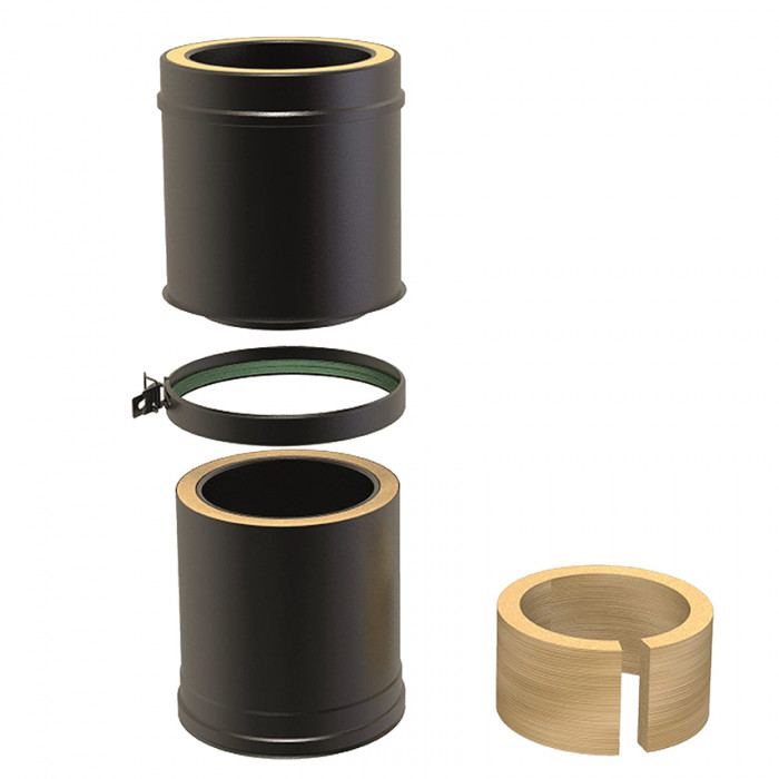 Paspijp Ø250 mm 250 tot 350 mm voor rookkanaal dubbelwandig RVS-304 zwart gecoat main product photo