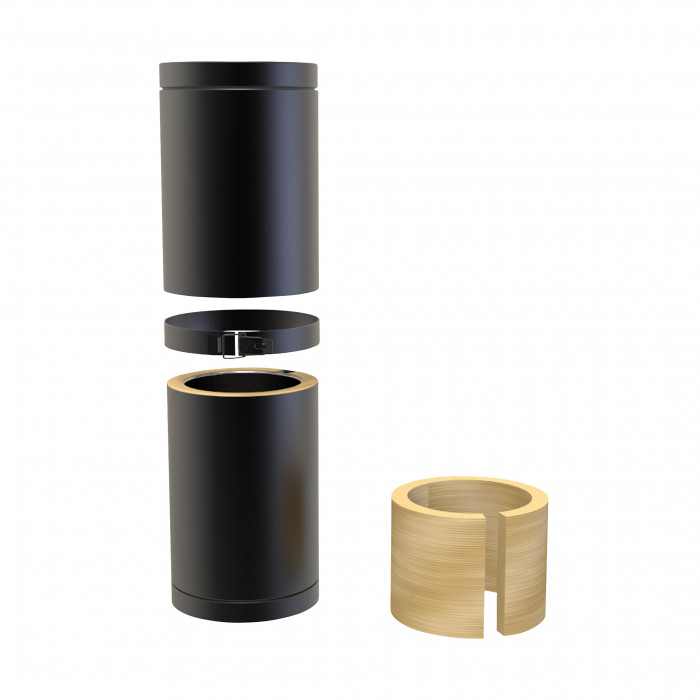 Paspijp Ø250 mm 350 tot 500 mm voor rookkanaal dubbelwandig RVS-304 zwart gecoat main product photo