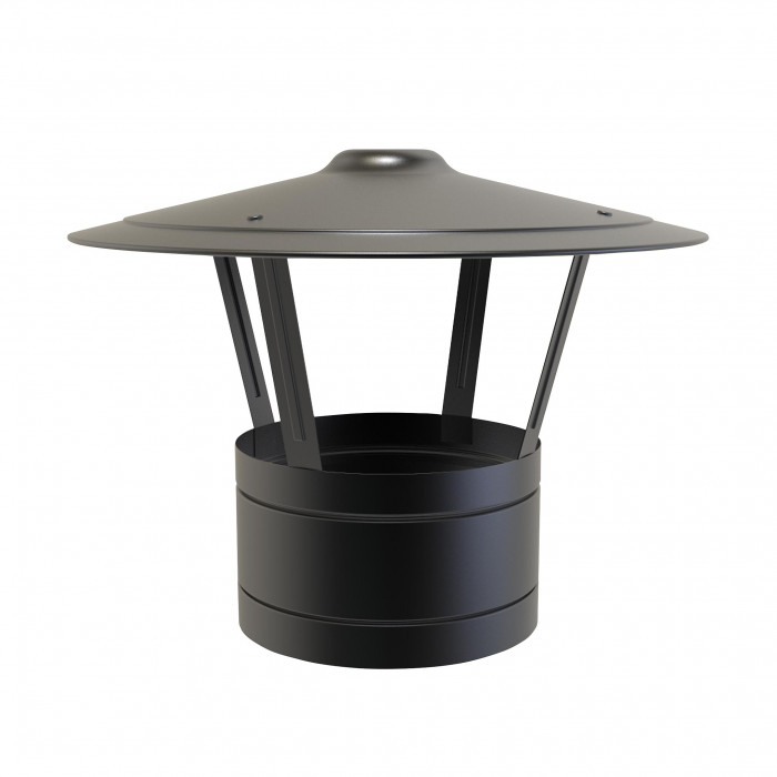 Regenkap Ø250 mm voor rookkanaal dubbelwandig RVS-304 zwart gecoat main product photo