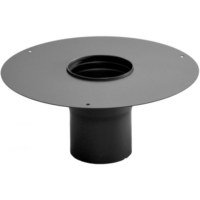 Afdekplaat Ø130 mm + nisbus voor rookkanaal enkelwandig staal zwart main product photo
