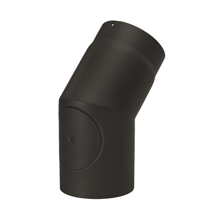 Bocht Ø180 mm 45° met deur voor rookkanaal enkelwandig staal zwart main product photo