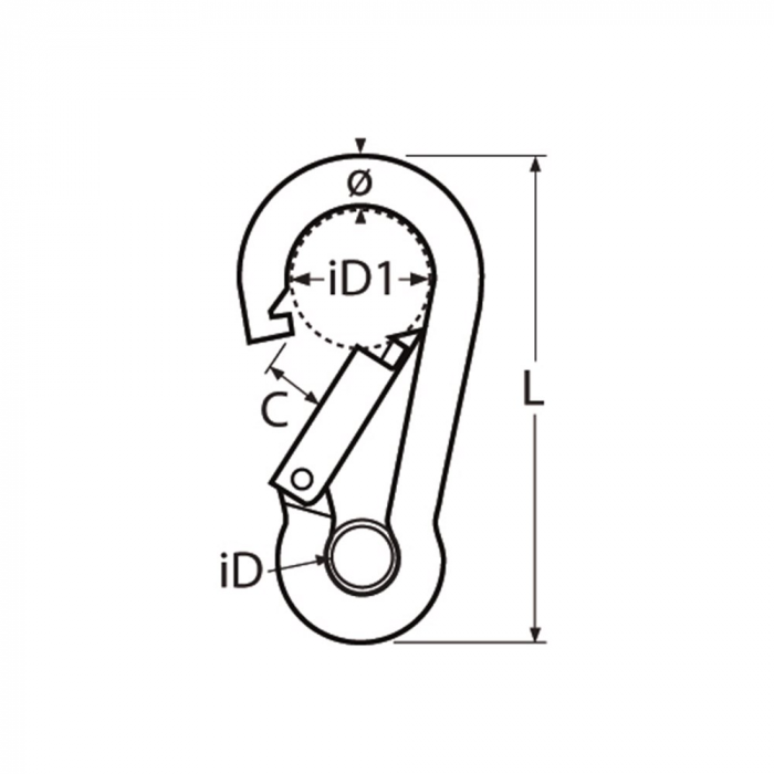 Karabijnhaak met oog 5 x 50 mm RVS-316 main product photo