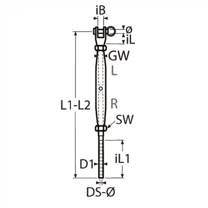 Wantspanner gaffel/draadterminaal M8/5 mm RVS-316 main product photo