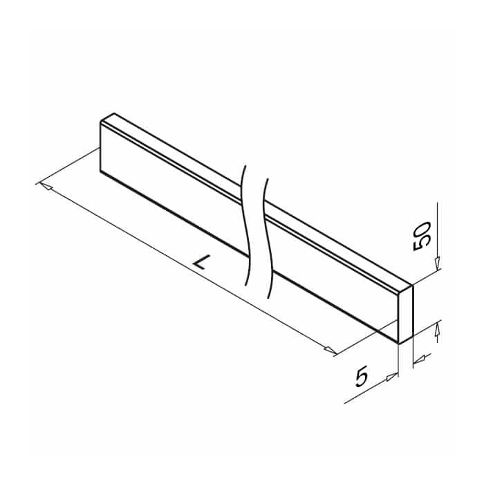 RVS strip 50 x 5 mm RVS-304 K320 geslepen main product photo